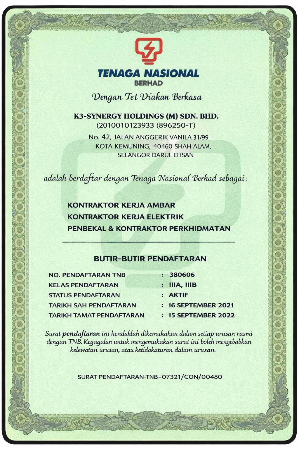 Registration and Licence 1